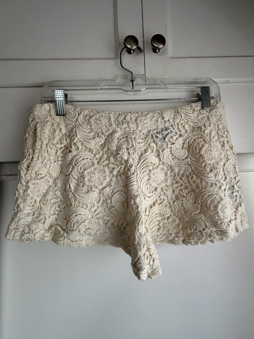 Lace Crochet Sleep Shorts - Cream